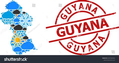 Weather Pattern Map Guyana Rubber Red Stock Vector (Royalty Free ...