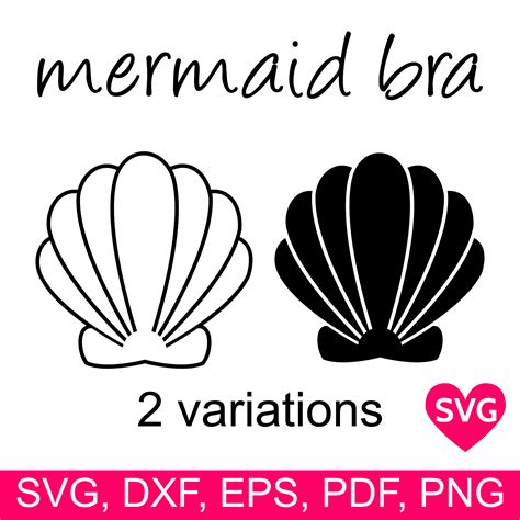 Mermaid Bra with Sea Shells SVG file for Cricut and Silhouette to make ...