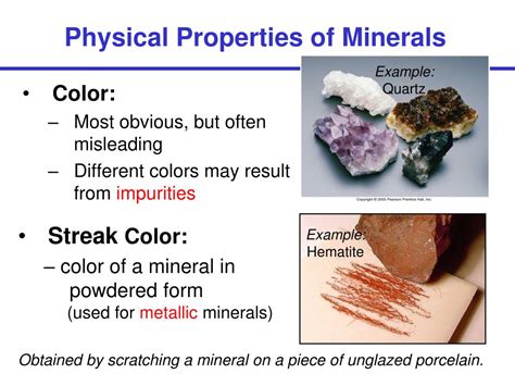 PPT - Chapter Outline: Preview of Properties of minerals Lab exercise ...