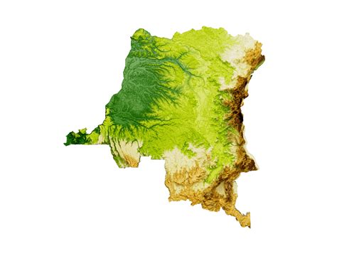 Congo Map Shaded relief Color Height Congo Basin map 3d illustration ...