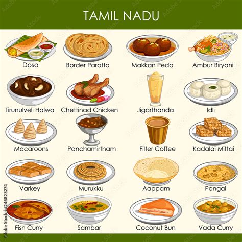 illustration of delicious traditional food of Tamil Nadu India Stock ...