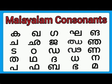 Malayalam consonants/malayalam vyanjana aksharangal/malayalam alphabets ...