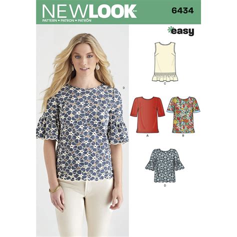 New Look Patterns Misses' Tops with Fabric Variations Size A (10-12-14 ...