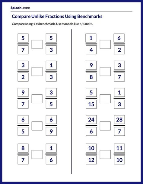 Benchmark Fractions Worksheets