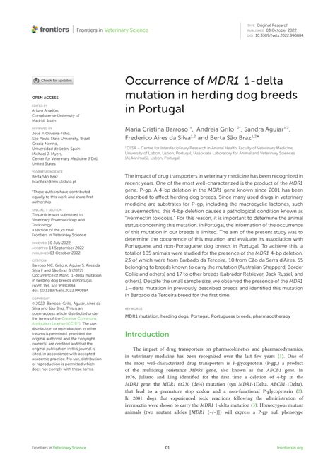 (PDF) Occurrence of MDR1 gene mutation in herding dog breeds in Portugal