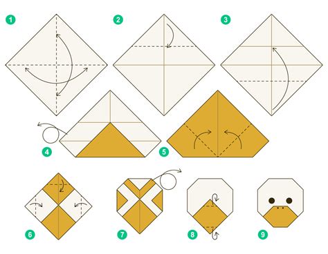 Duck origami scheme tutorial moving model. Origami for kids. Step by ...