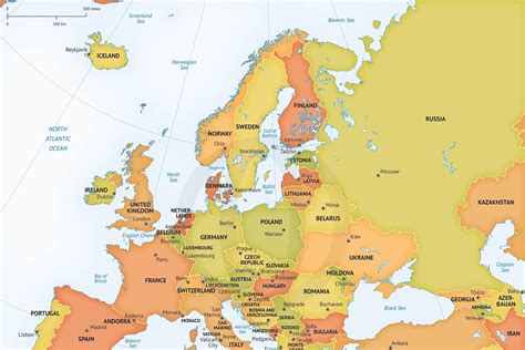 Vector map of continent Europe | Custom-Designed Graphics ~ Creative Market