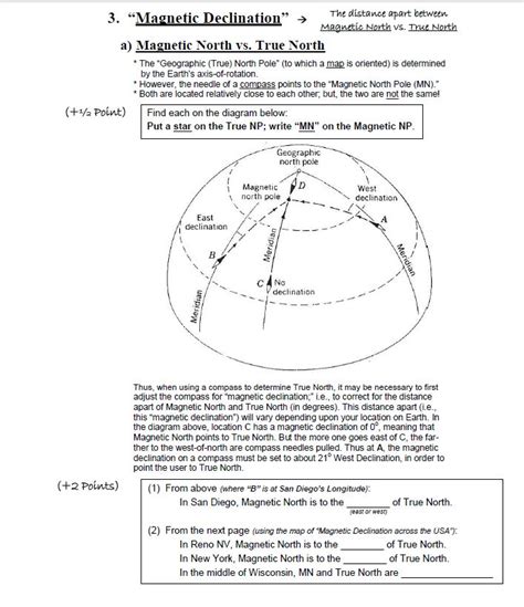 Solved 3. "Magnetic Declination" + The distance apart | Chegg.com