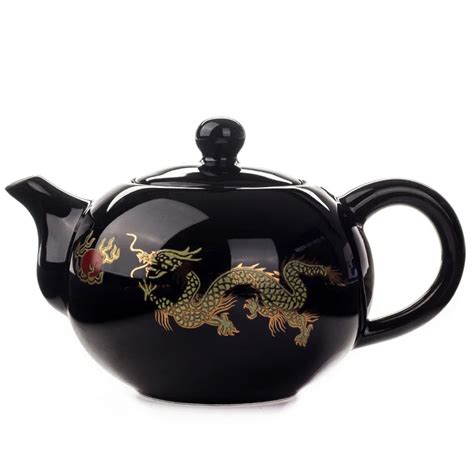 Black Ceramic Tea pot Chinese Dragon TeaPot handmade Teapot easy teapot ...