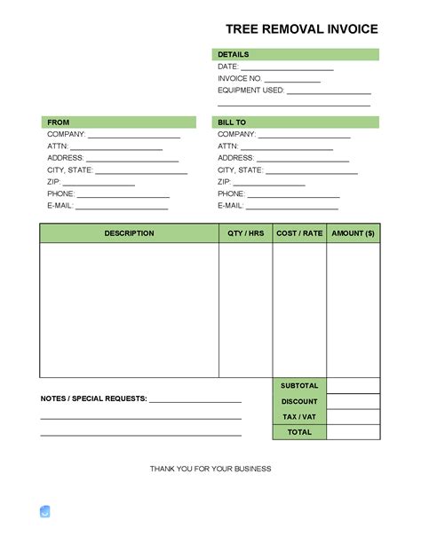 Tree Removal Invoice Template