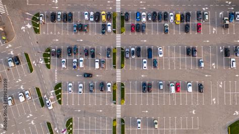 Car parking lot viewed from above, Aerial view. Top view Stock Photo ...