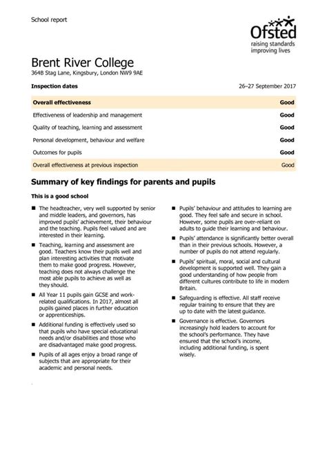 Ofsted Report – Brent River College