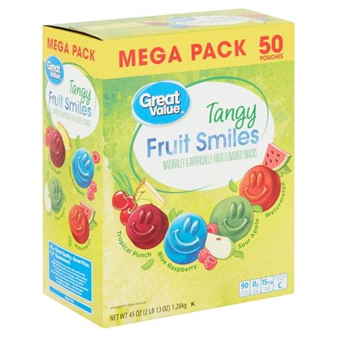 Great Value Tangy Fruit Smiles, 0.9 Oz (50 Count) - Walmart.com ...