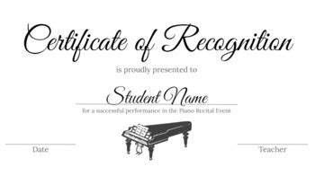 Piano Violin Recital / Music Recital Certificate of Recognition | TPT