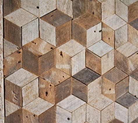 Reclaimed Wood Wall Art Decor Pattern Lath 3D Cube