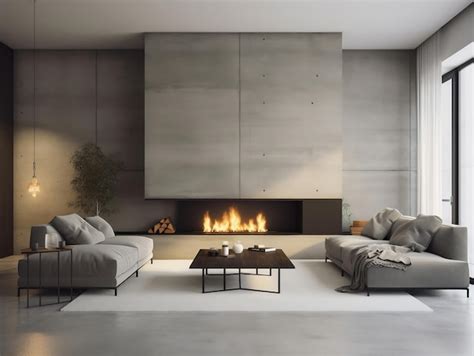 Premium AI Image | Modern living room with fireplace