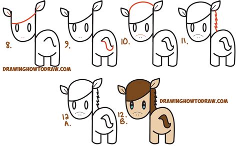 How to Draw a Cute Kawaii / Chibi Horse from Letters and Simple Shapes ...