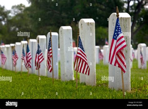 Veterans Cemetery close up of flags and headstones Stock Photo - Alamy