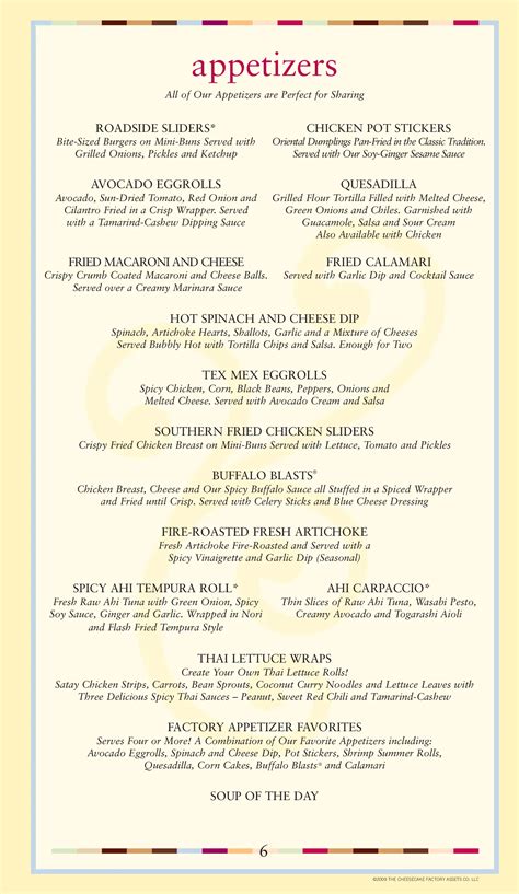 The Cheesecake Factory Menu, Menu for The Cheesecake Factory, Buford ...