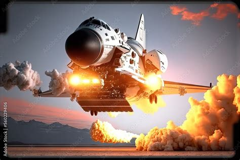 a space shuttle is flying through the air with smoke coming out of it's ...