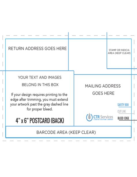 4 and 6 Postcard Back Template Free Download