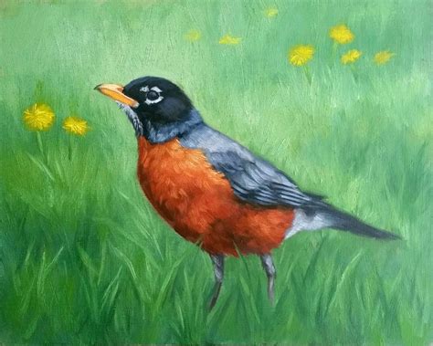 American Robin - Robin - Bird painting - Morning robin - Bird print ...