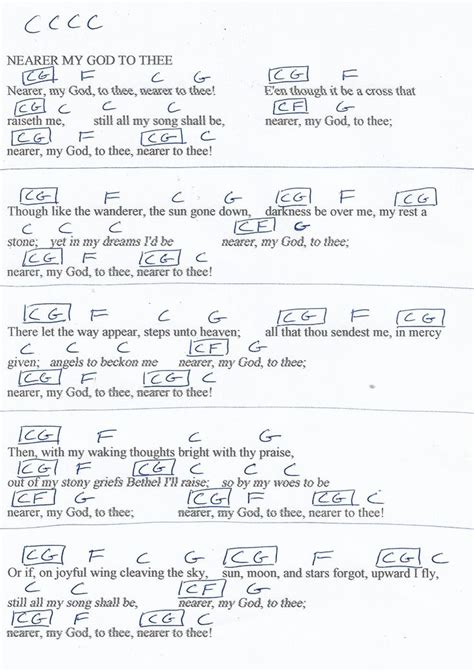 Nearer My God to Thee (Hymn) Guitar Chord Chart in C Major | Guitar ...