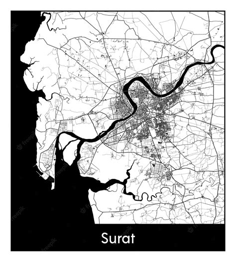 Premium Vector | Minimal city map of Surat (India, Asia)