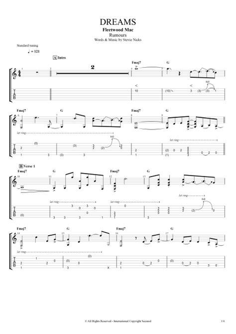 Dreams by Fleetwood Mac - Full Score Guitar Pro Tab | mySongBook.com