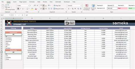 Employee Database Excel Template | HR Employee Data Sheet