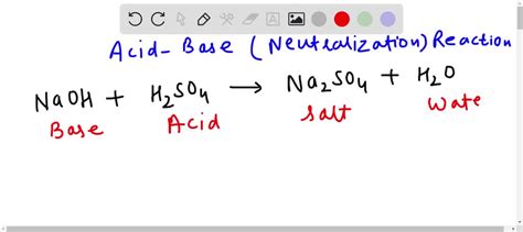 SOLVED: H2SO4+ NaOH Na2SO4+ H20 give the full explanation and balance ...