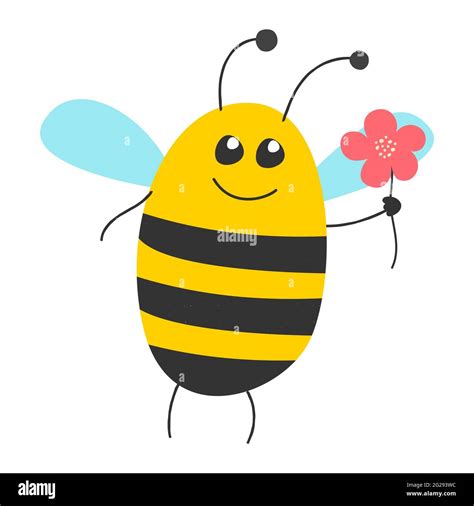 Cute cartoon bee in cartoon style on white background. Vector ...