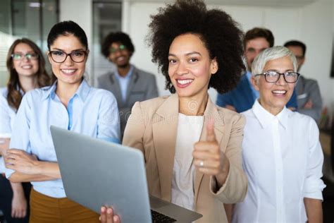 Happy Business People Celebrating Success at Company Stock Photo ...