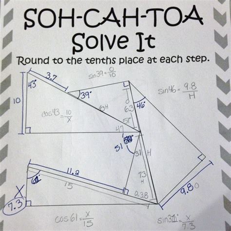 SOH-CAH-TOA Solve It. This is a set of 3 trigonometric ratio puzzles ...