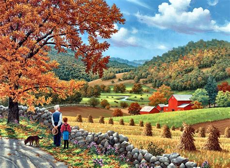 Memories Artwork Scenery Landscape Farm Field Harvest Painting Autumn ...