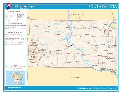 Large detailed map of South Dakota state. The state of South Dakota ...