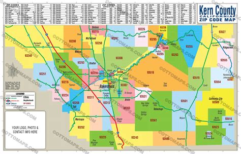 Kern County Zip Code Map – Otto Maps