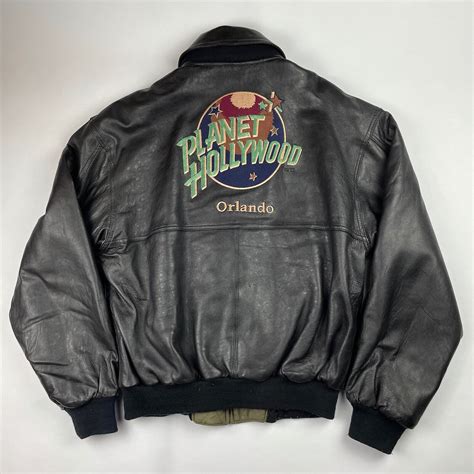 Vintage 90s Planet Hollywood Orlando Mens Sz M Leather Bomber Jacket ...