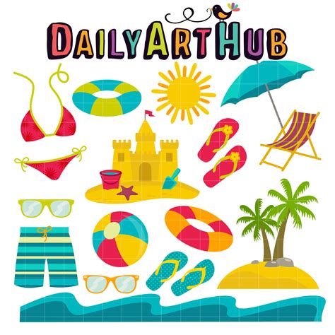 Beach Vacation Clip Art Set – Daily Art Hub – Free Clip Art Everyday