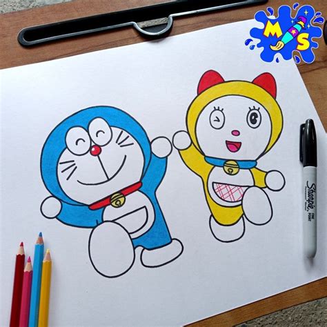 Doraemon and Dorami | Easy cartoon drawings, Cool pencil drawings ...