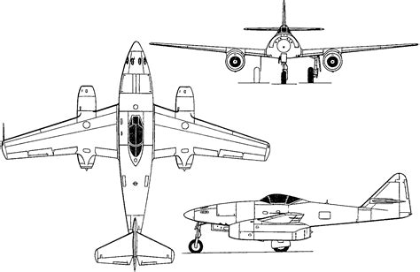 Messerschmitt Me 262 Blueprint - Download free blueprint for 3D ...