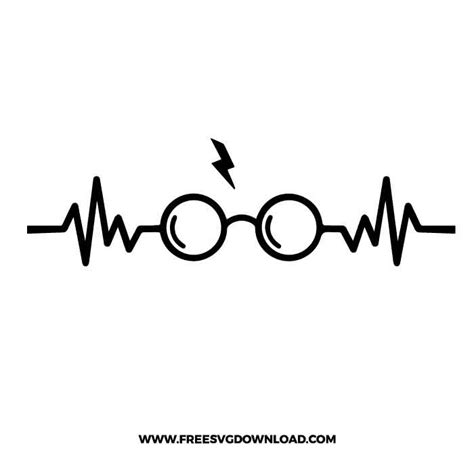 Heart beat harry glasses SVG & PNG Harry Potter Cut Files