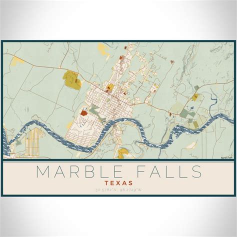 Marble Falls - Texas Map Print in Woodblock — JACE Maps