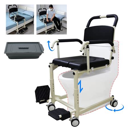 Buy Rolling Shower Chair with Drop Arms Shower Commode Chair with ...