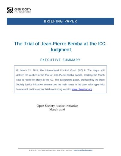 The trial of Jean-Pierre Bemba: a Summary of the Case so Far - Open ...