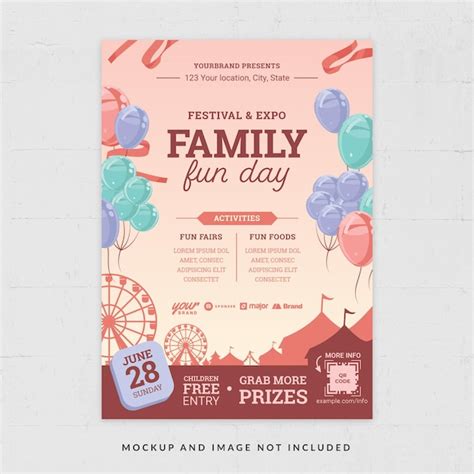 Premium Vector | Pink Balloons Themed Family Fun Day Event Fam ...