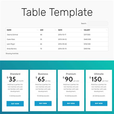 Responsive Bootstrap Table Template – Free Download | Bootstrap ...