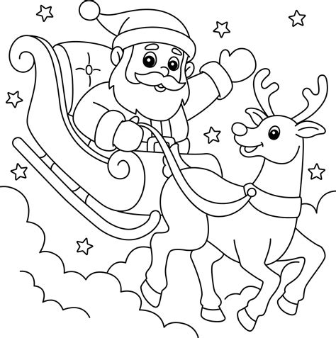 Santa Sleigh With Reindeer Coloring Pages Sleigh And Reindeer Coloring ...