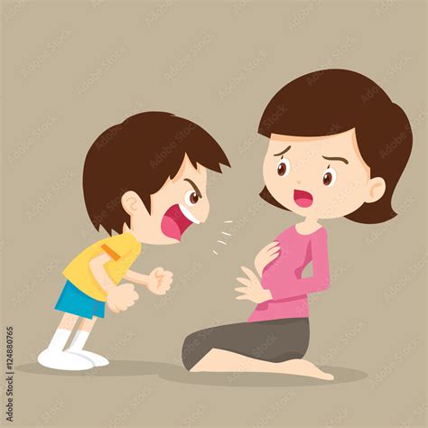 Angry boy shouting at mother.Boy Shouting At Her Mom action cartoon ...