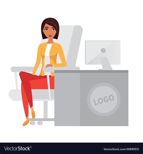 Business woman office manager at computer desk Vector Image